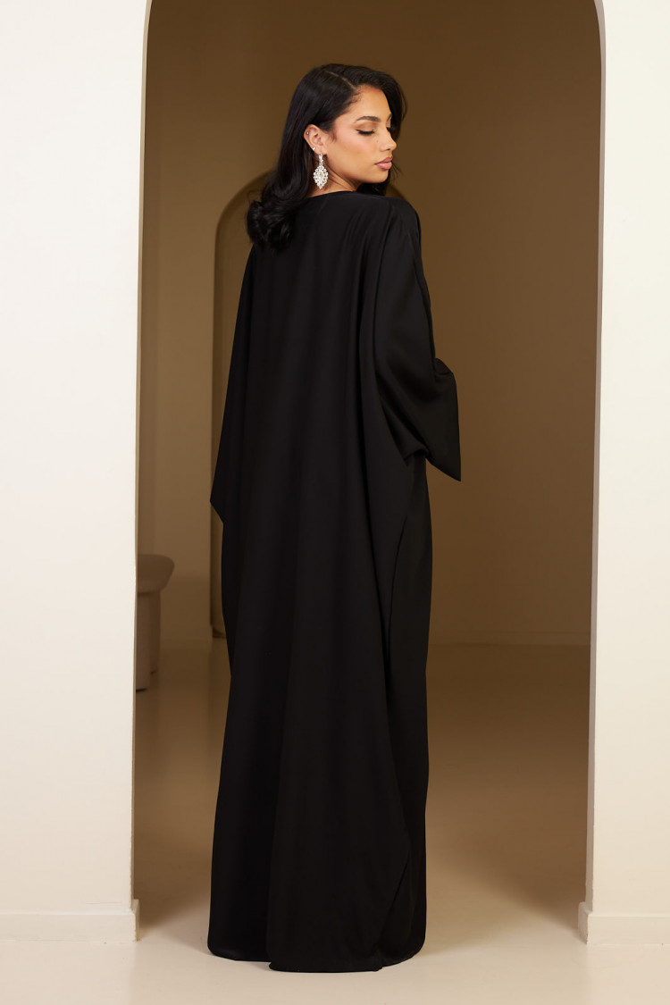 Abaya noire satinée uni