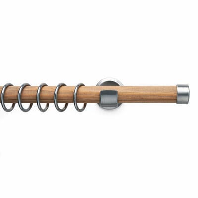 Vorhanggarnitur mit Holzstange, Stängenlänge 200 cm