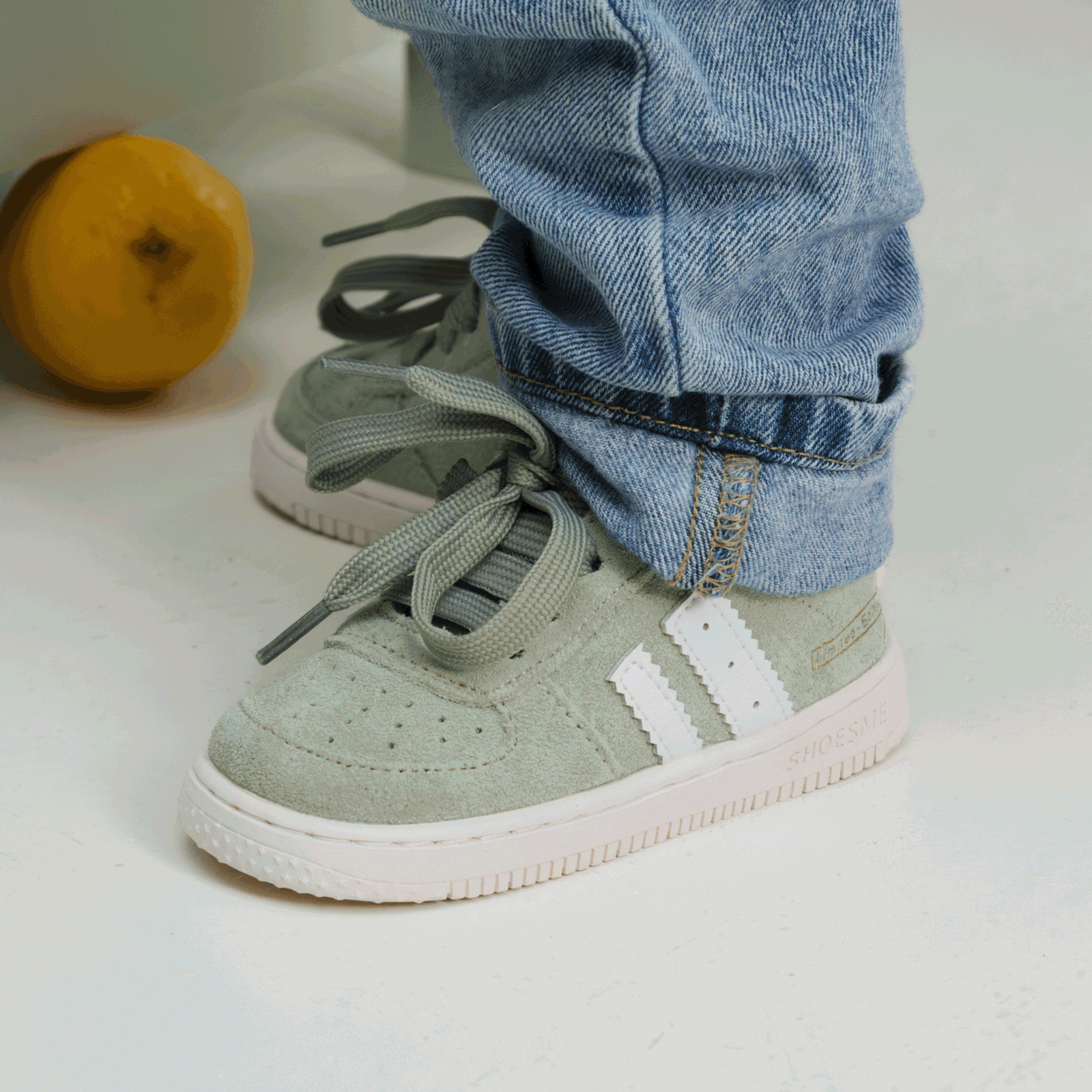 Shoesme lichtgroen sneakertje Microfiber leer, Suède | Jongens schoenen