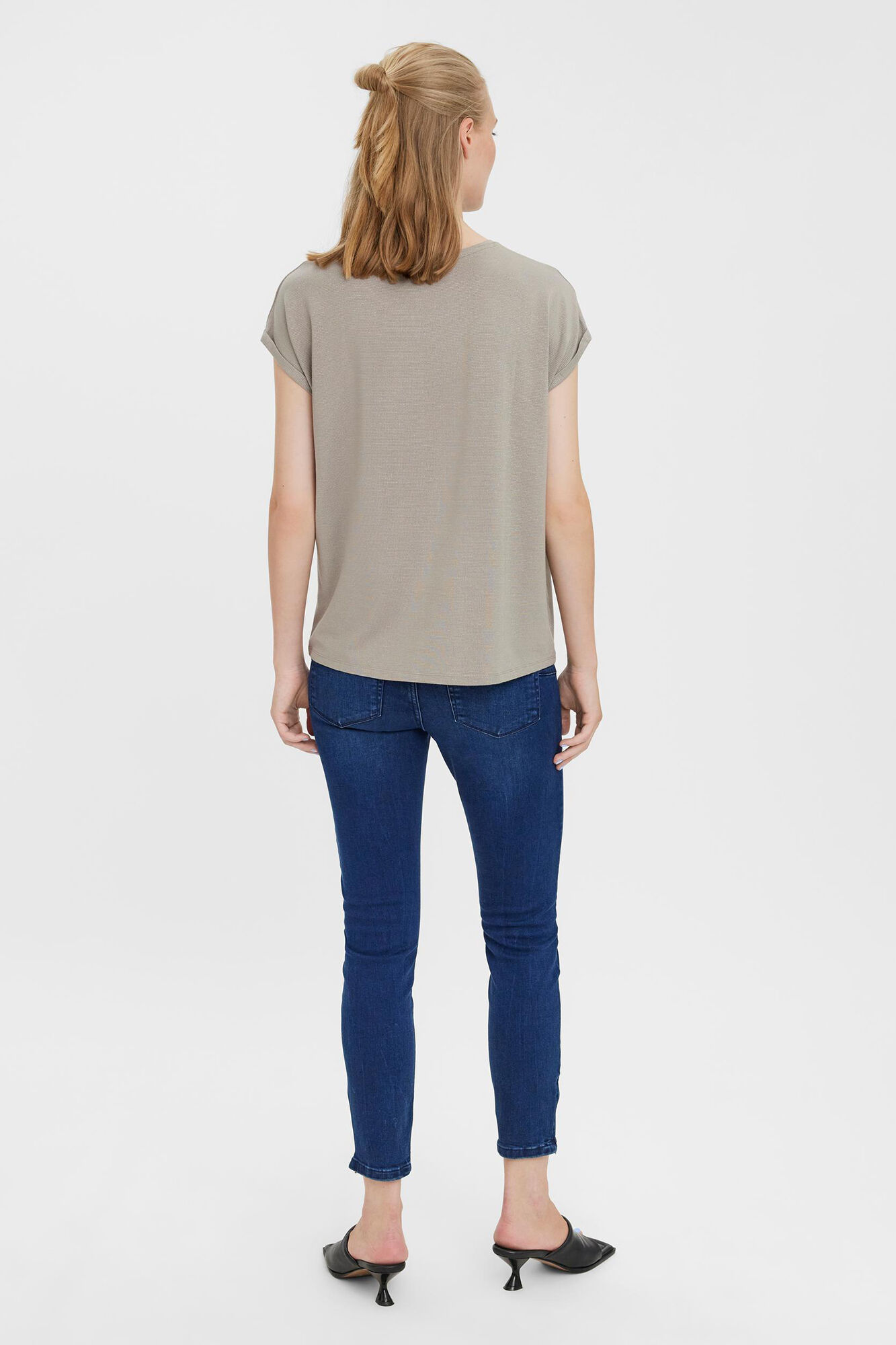 Camiseta básica com lurex - Bege