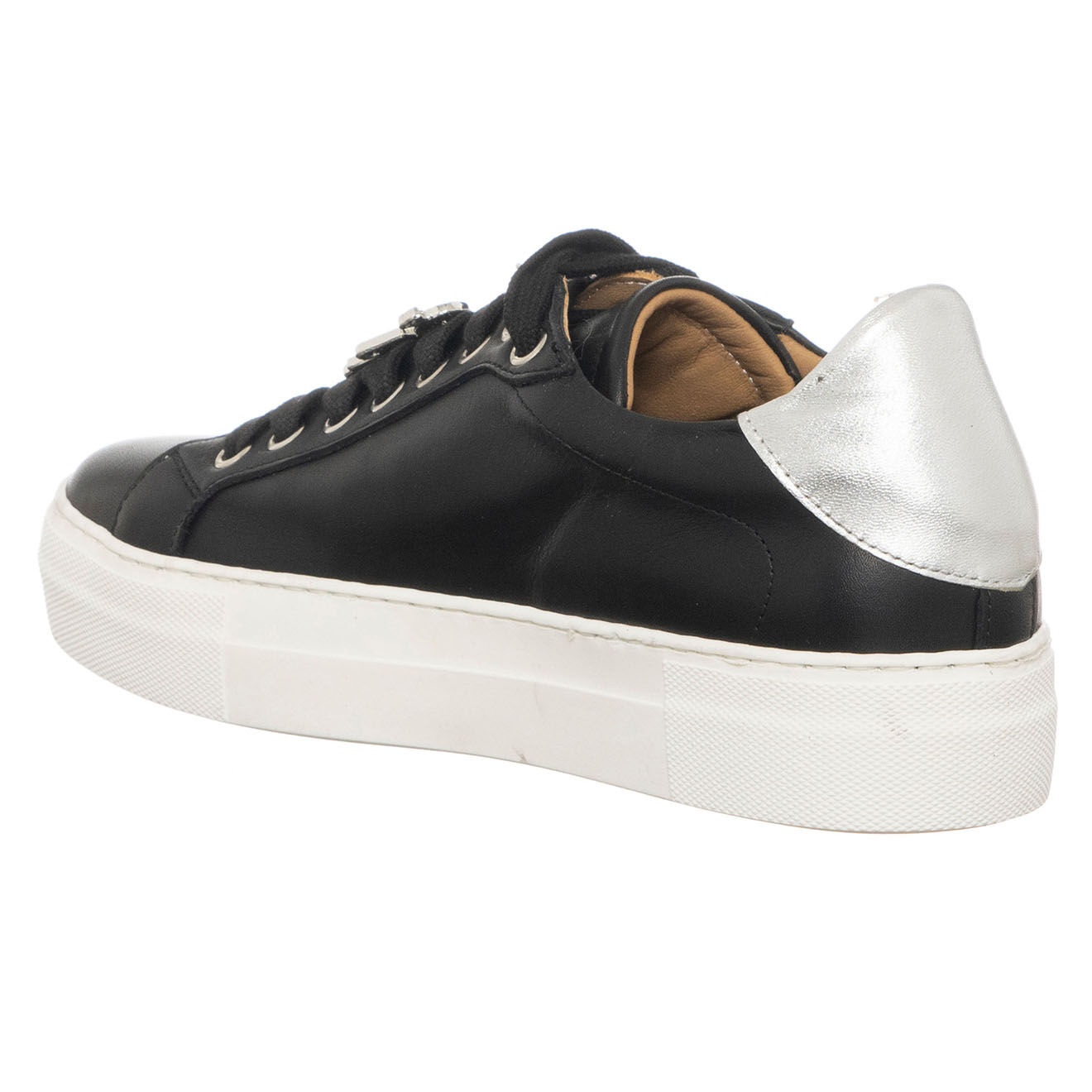 Loretta Pettinari Sneakers en Cuir Neila noires - Plateforme 3.5 cm