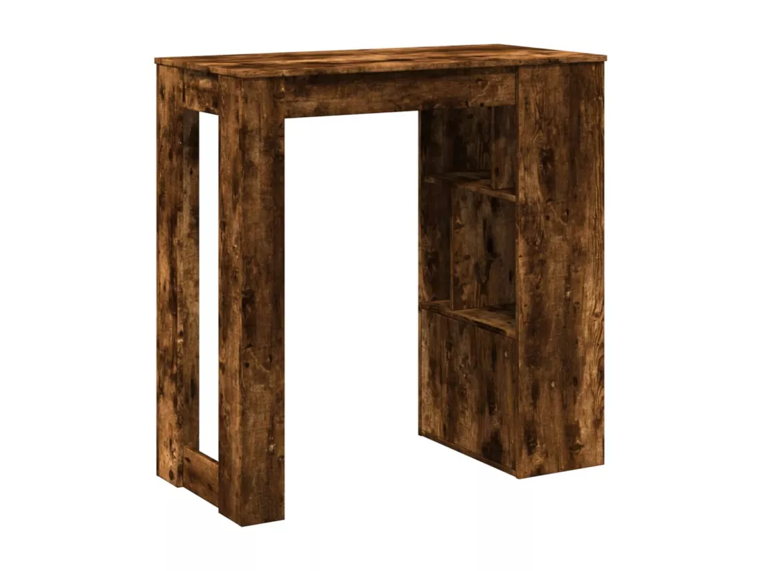 Table de bar avec étagères chêne fumé bois d'ingénierie