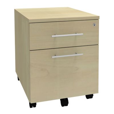 Caisson mobile LEVEL/STEELY/WOODY- L43 x H56 x P60 cm - 2 tiroirs dont 1 DS - Imitation Erable