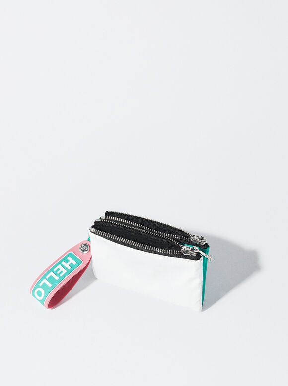 Monedero De Nylon Bicolor - Branco