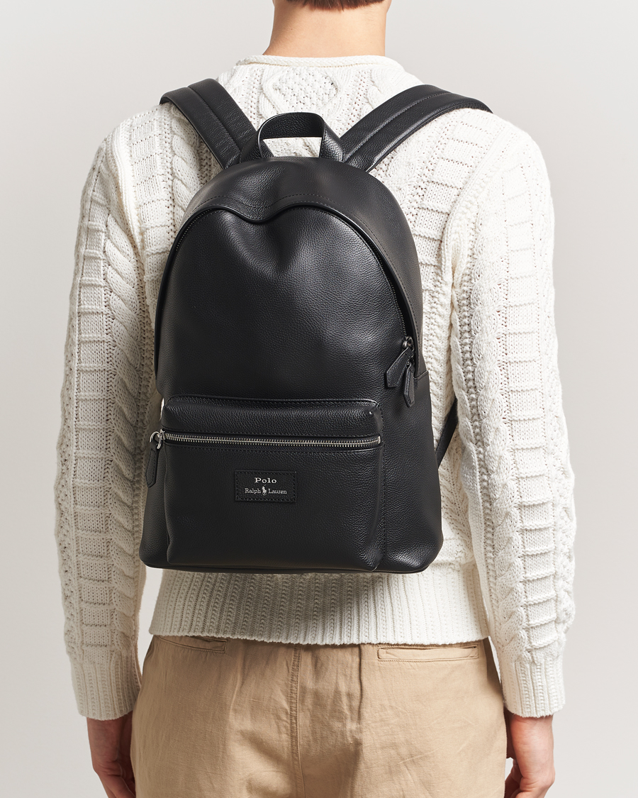 Polo Ralph Lauren Pebble Leather Dome Backpack Black