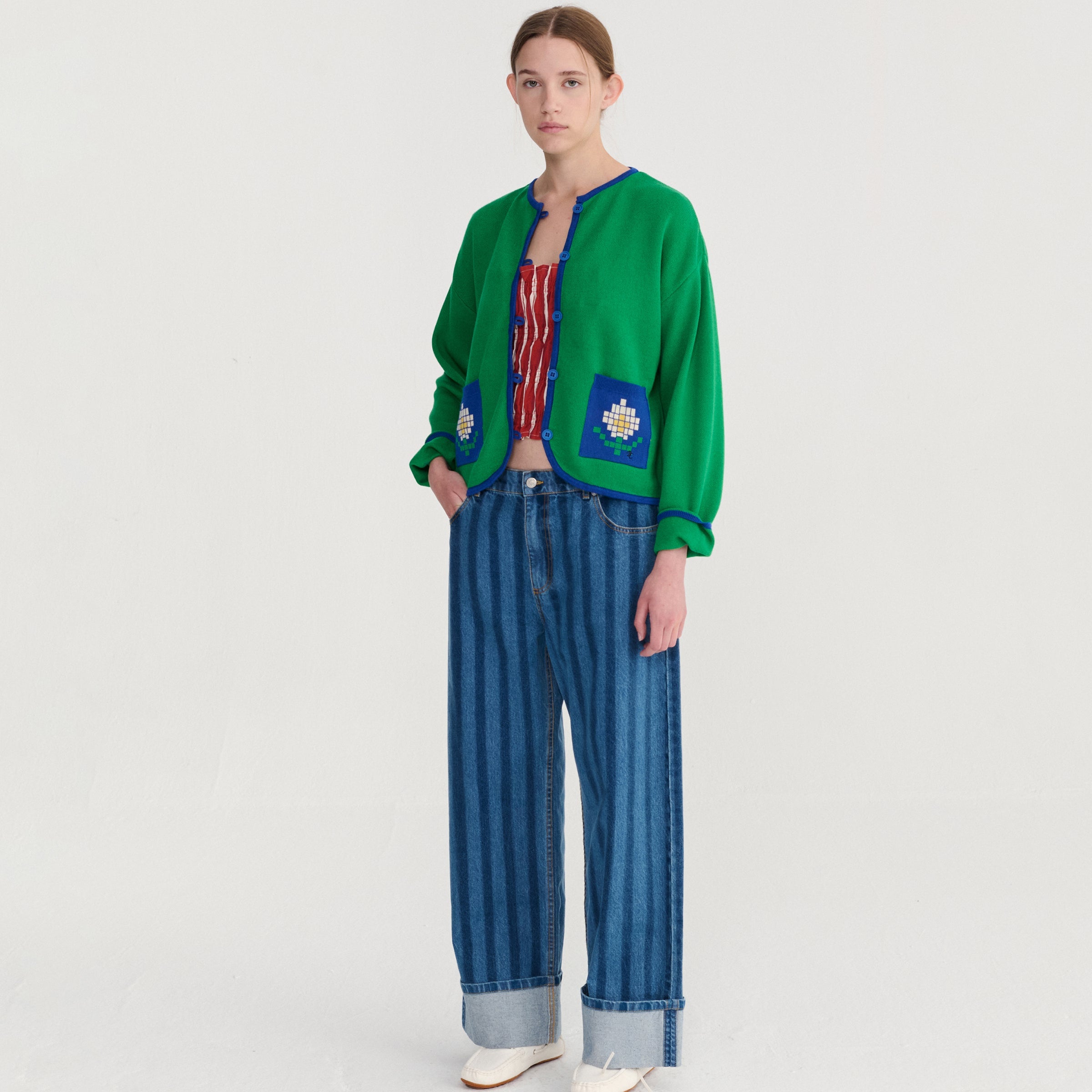 Adult Strickjacke Pixel Daisy