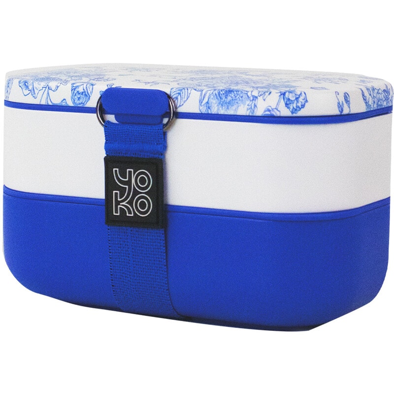 Lunch box - 2 étages - Toile de Jouy - Bleu - 1,2 L