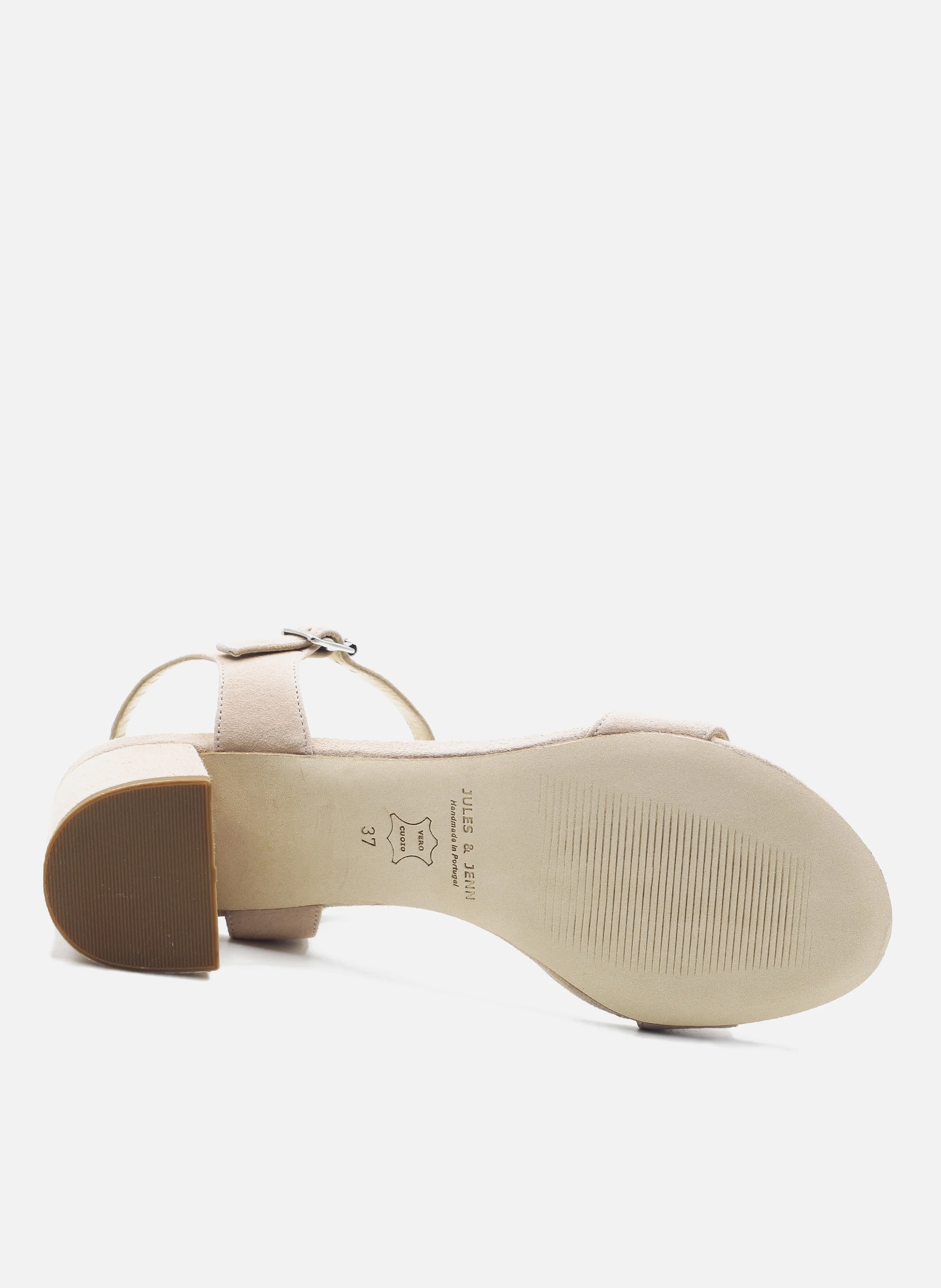 Sandales moyen talon cuir daim | Beige