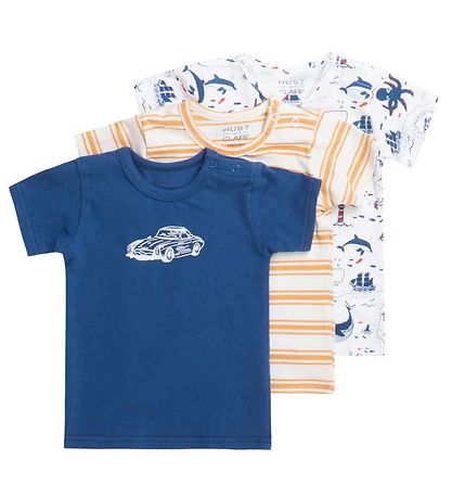 Hust and Claire T-shirt - 3-pak - Asmo - Hvid/Bl?/Gul