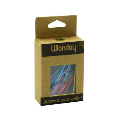 Wonday - 20 Trombones géants attaches-lettres - 50 mm - couleurs assorties