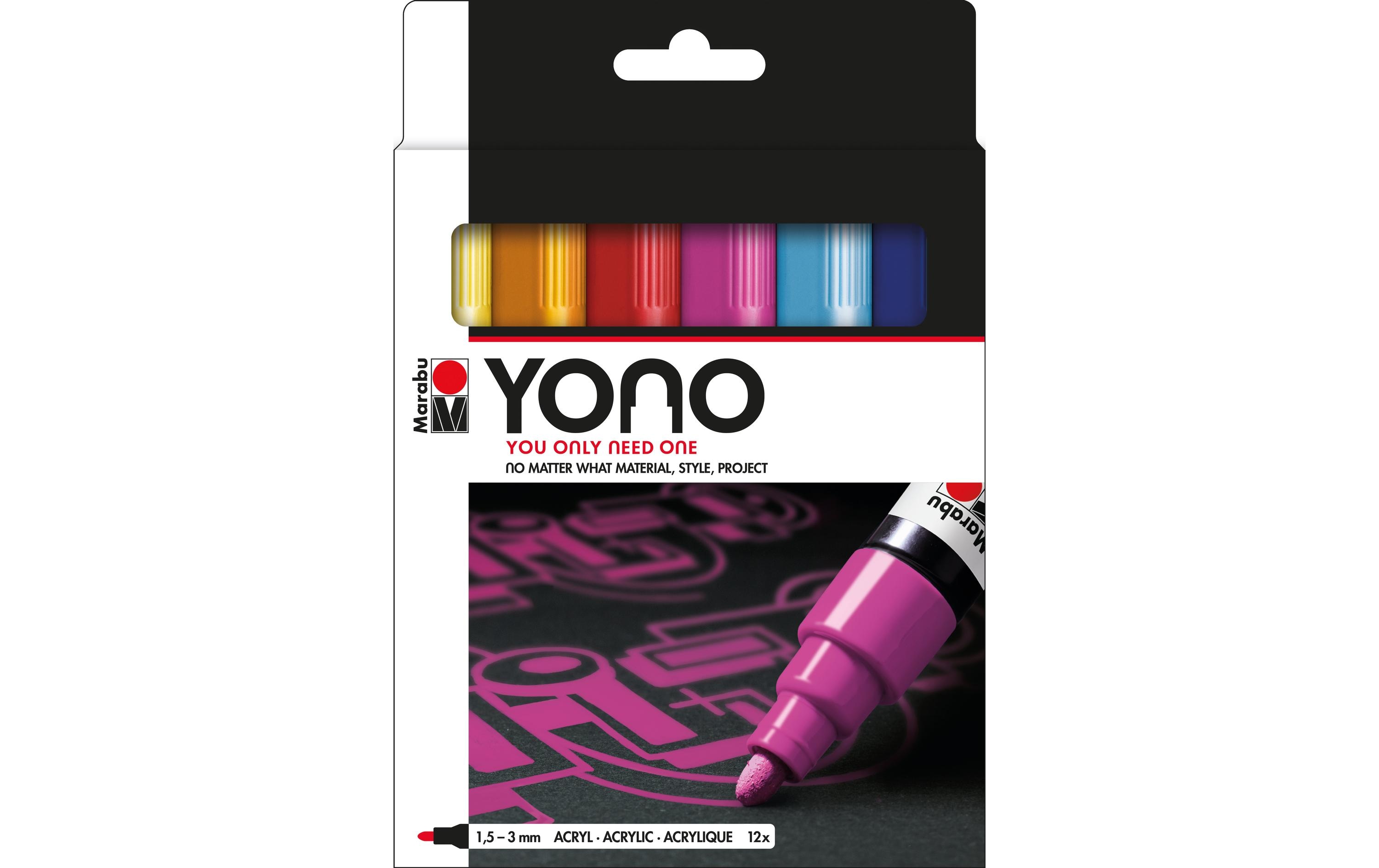 Acrylmarker YONO Set 1.5 - 3 mm 12-teilig, MehrfarbigAcrylstifte für alle Fälle