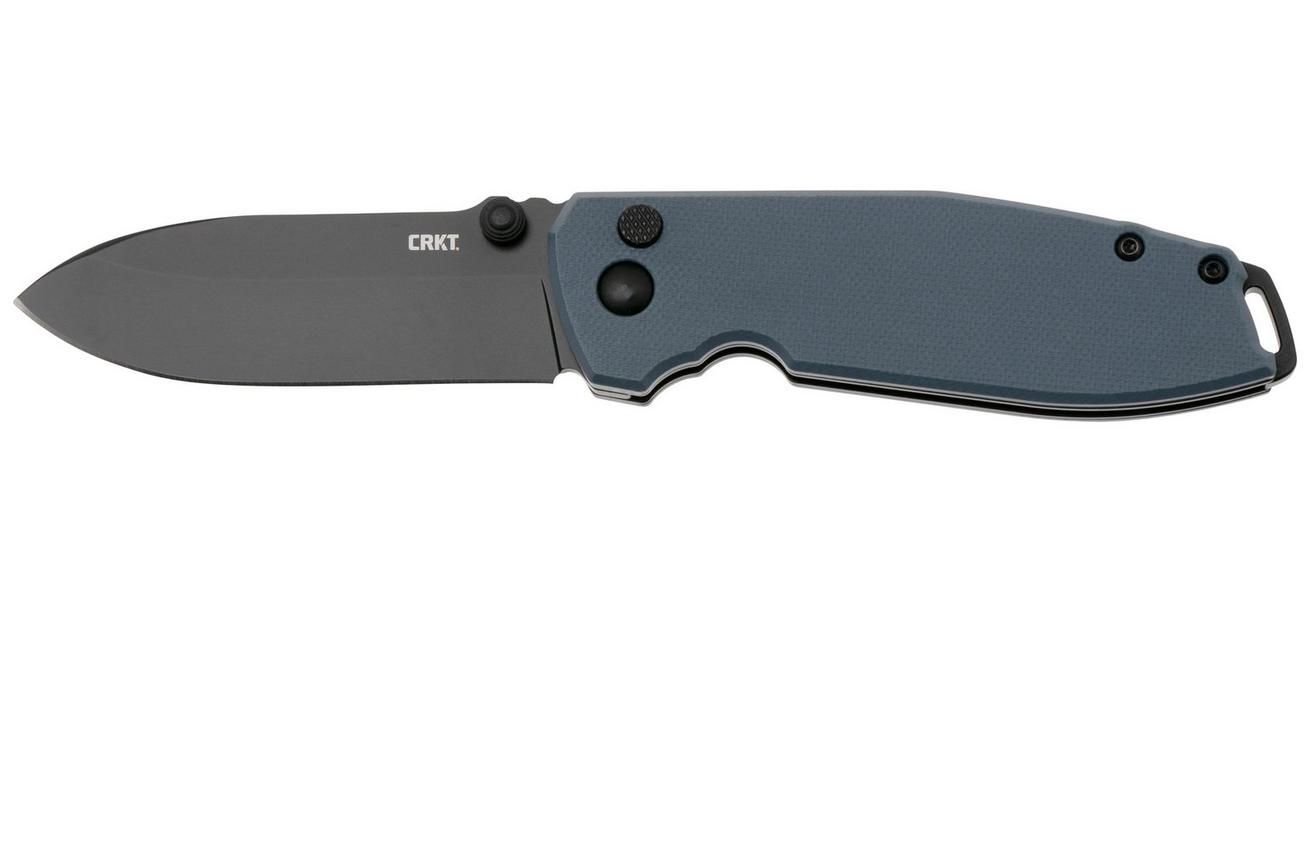 CRKT Squid XM Button Lock 2495G Black Oxide D2, Gray G10, zakmes, Lucas Burnley design