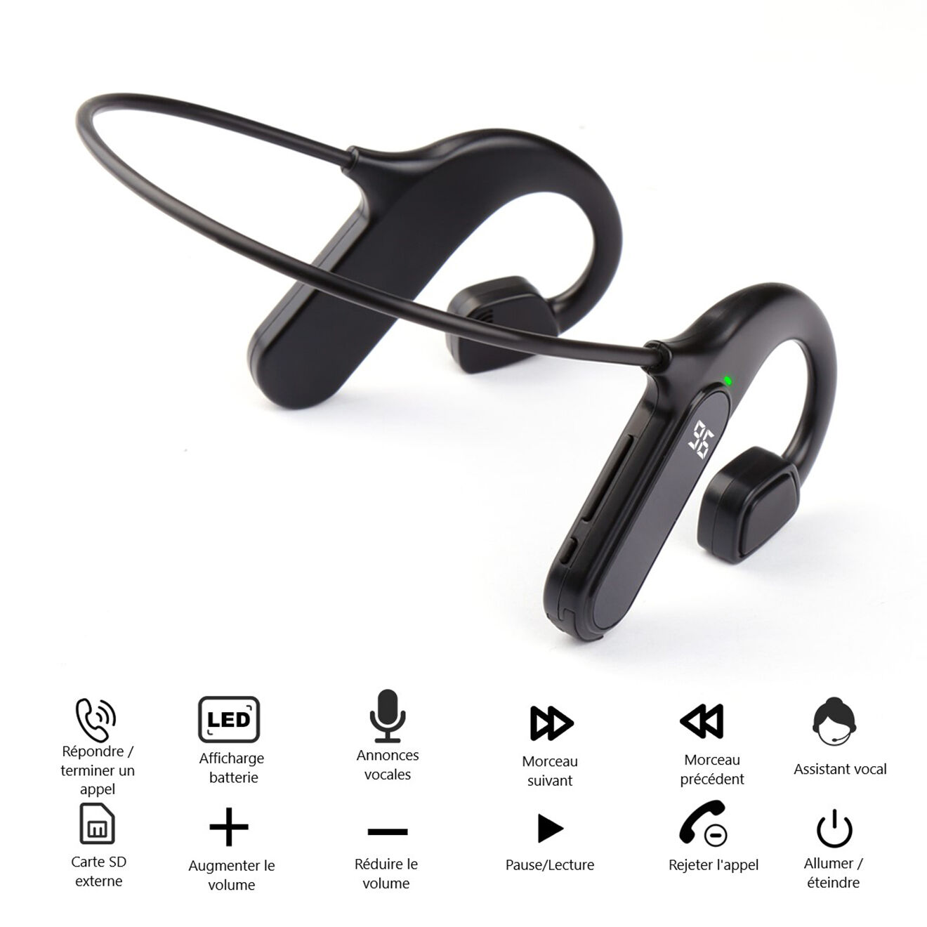 Onamaste Écouteurs Bluetooth sport noirs