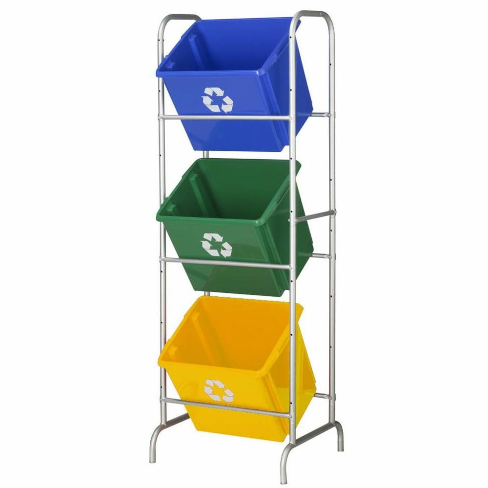 Set support en métal et caisses de recyclage nesta 3 caisses de 45 litres