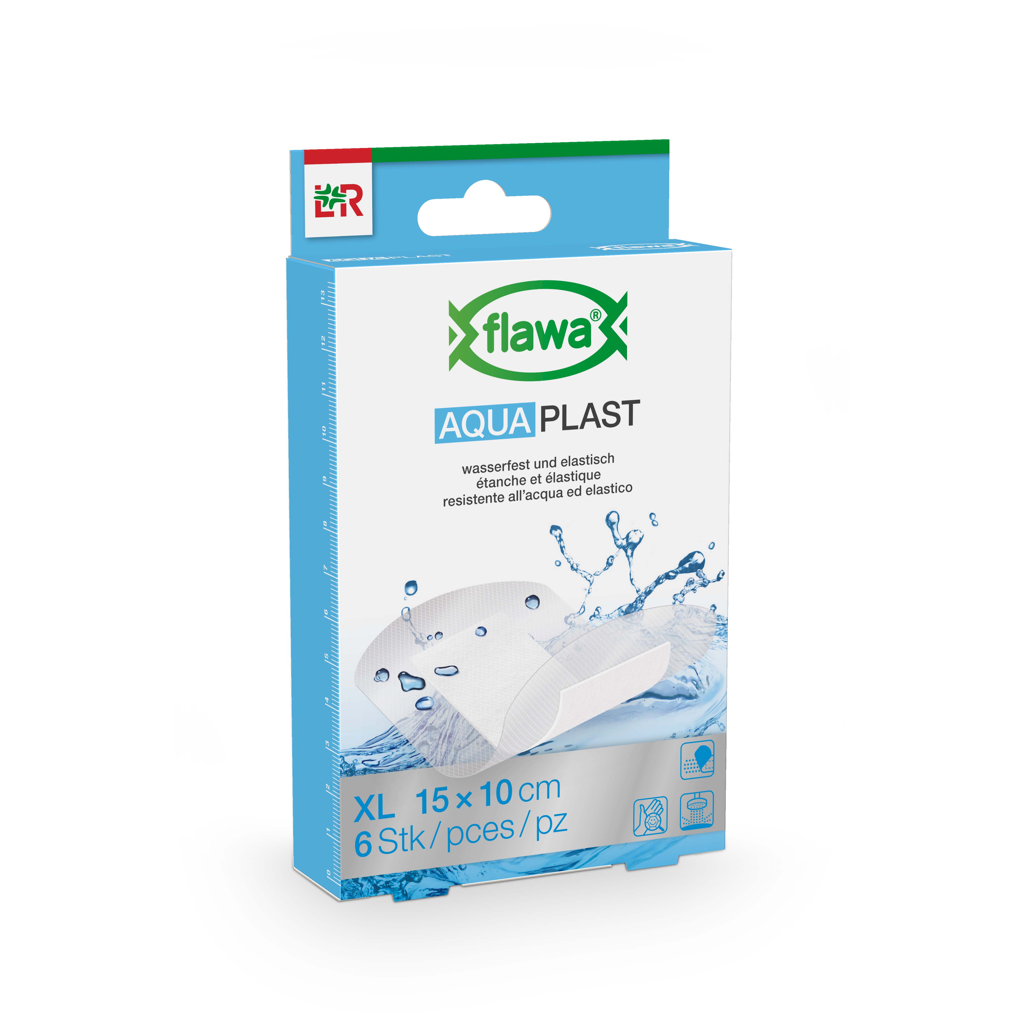 FLAWA Aqua Plast Pflasterstrips 10x15cm wasserfest 6 Stk