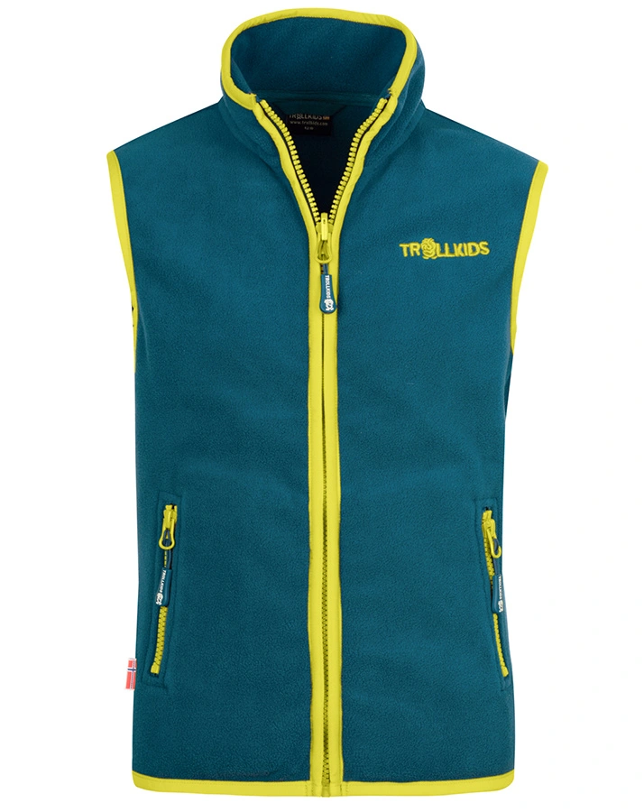 Fleece-WeKids ARENDAL VEST in petrol/lime