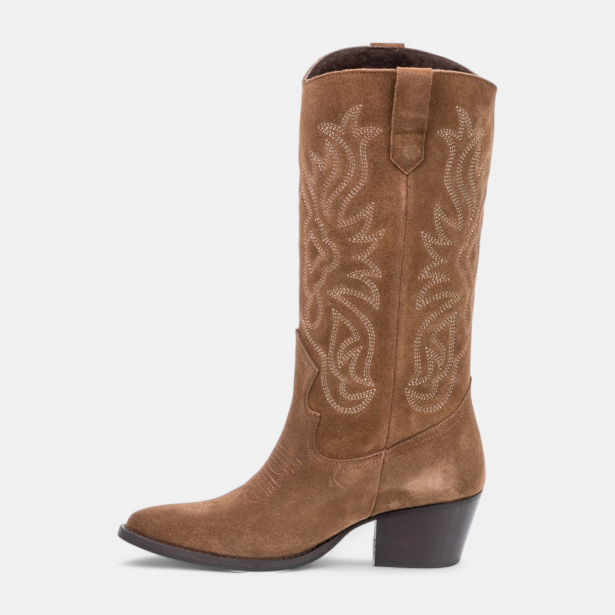 Bottes à talon Femme en cuir cognac