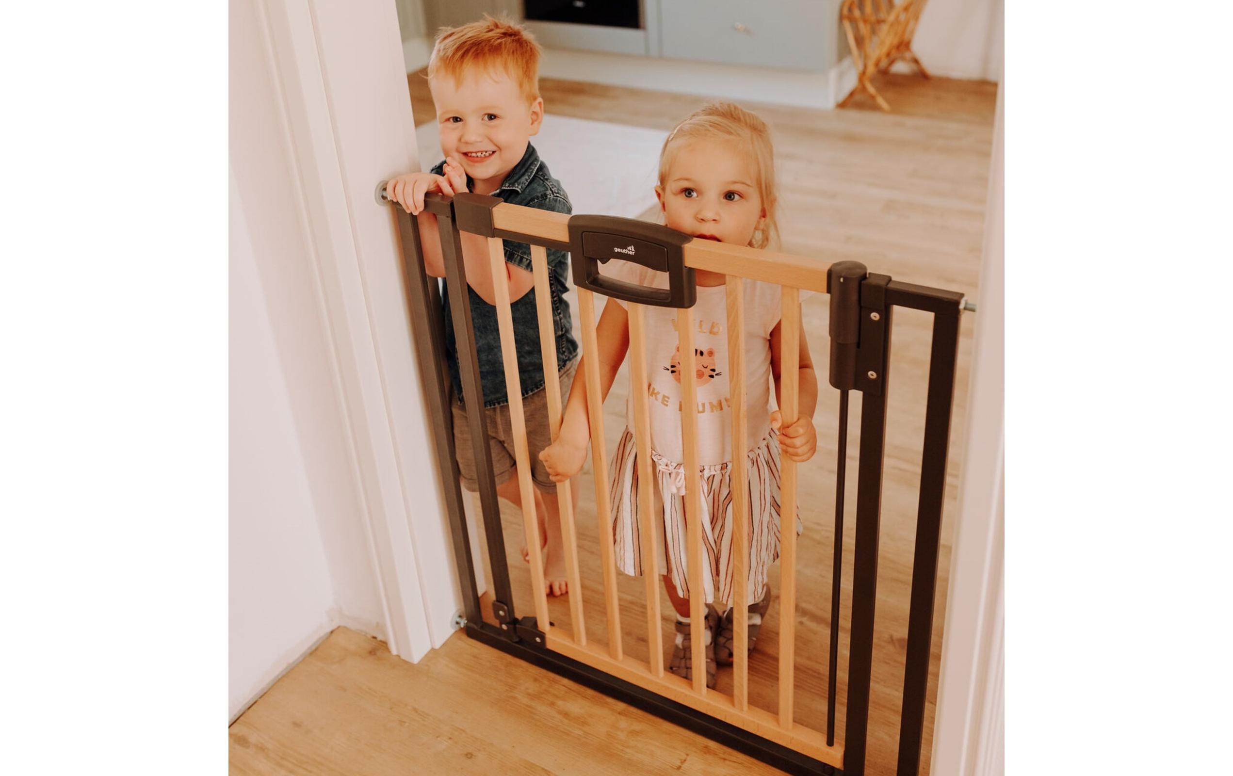 Türschutzgitter zum Klemmen Easylock 80.5 cm - 88.5 cmTür- und Treppenschutzgitter Easylock Wood Plus (Ohne Bohren)
