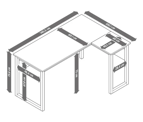 Eckschreibtisch mit Furnierkante
