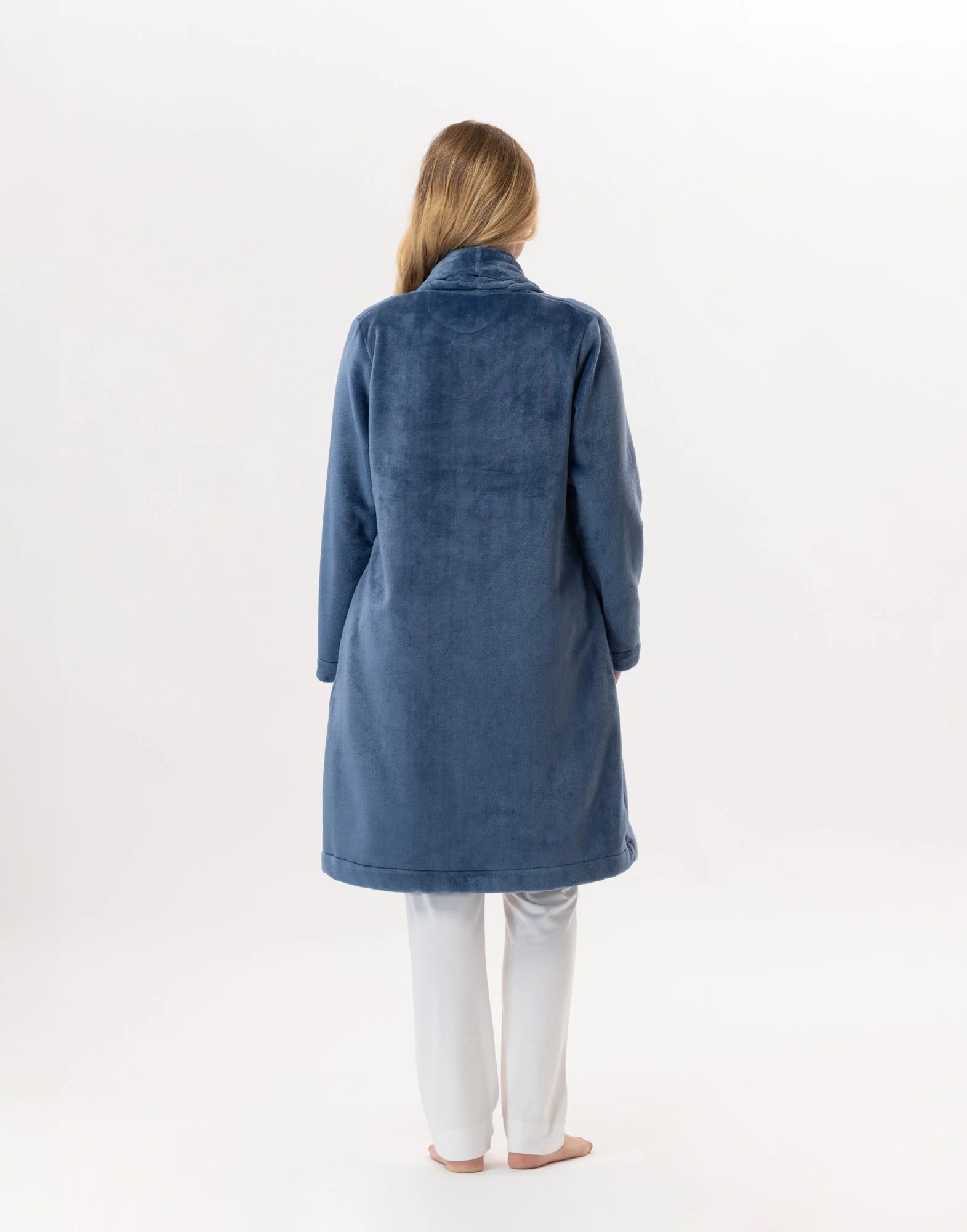 ESSENTIEL 855 - Robe de chambre en peluche flanelle | Bleu