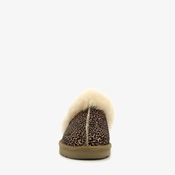 Hush Puppies suede dames pantoffels luipaardprint