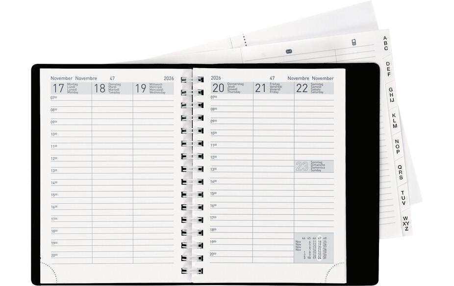 Geschäftsagenda Rex Wire-O Schwarz, 10 x 14 cmTaschenagenda 2026