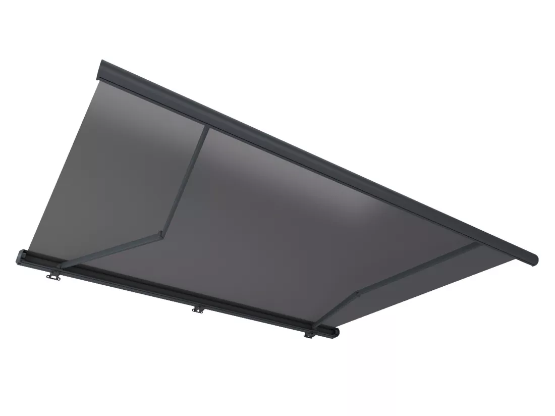 Store banne motorisé avec coffre intégral 5 x 3 m anthracite - CONSTELA