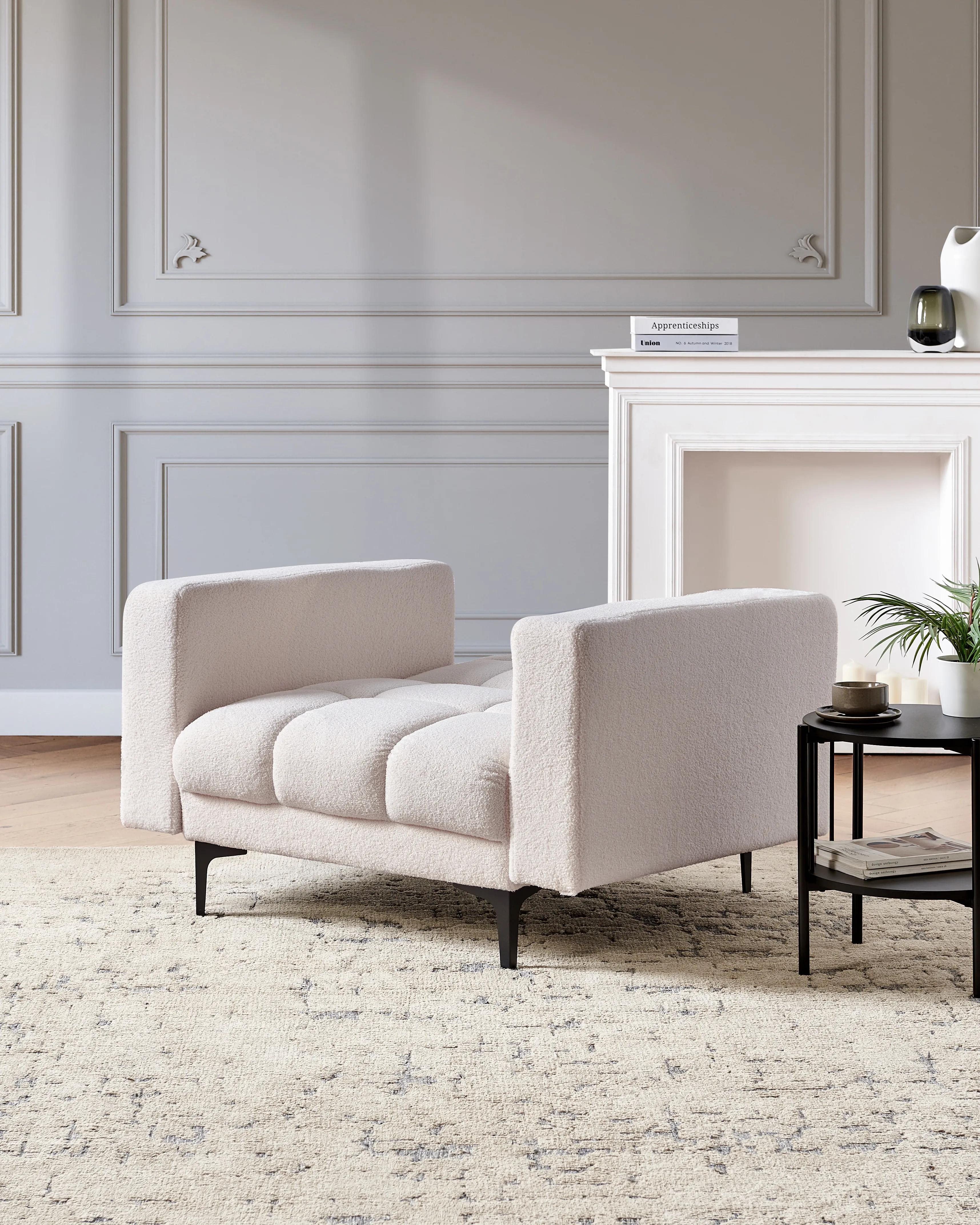 Fauteuil ALNES Bouclé Wit