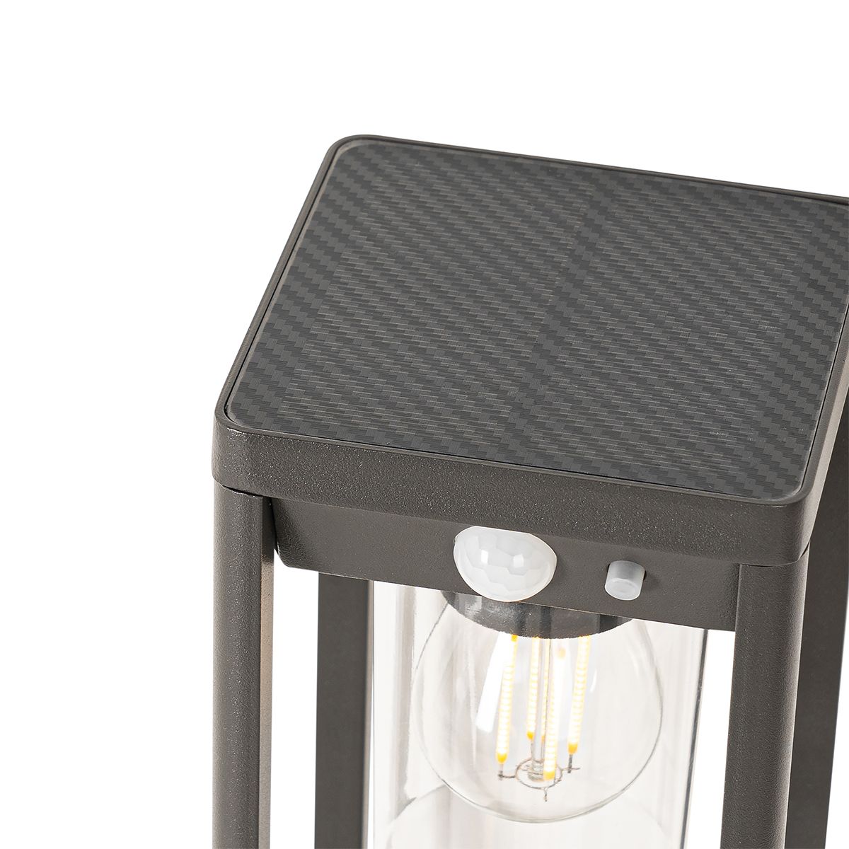 Staande buitenpaal donkergrijs 25 cm met dimlicht en sensor op solar - Sonne