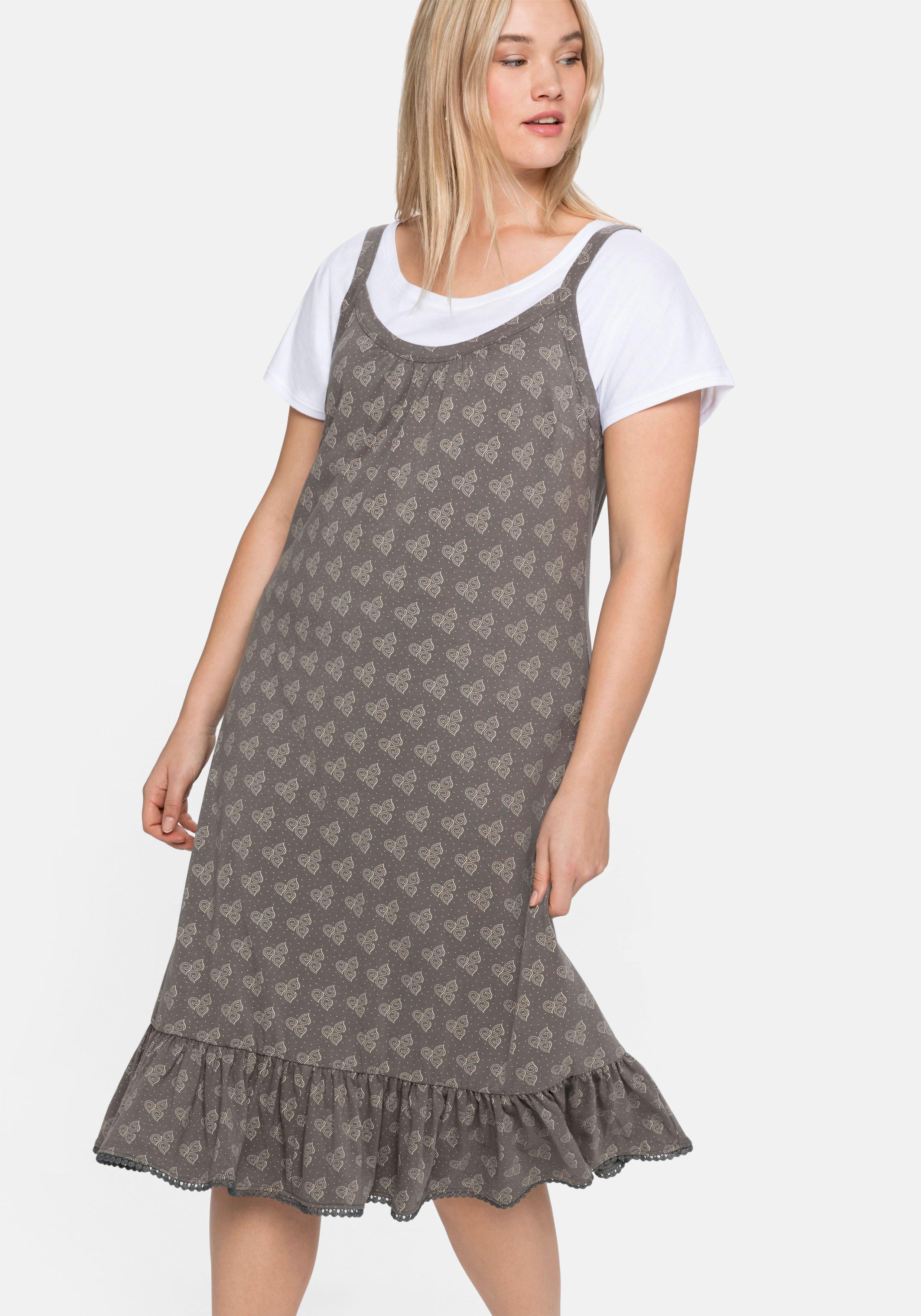 Trägerkleid mit Shirt, in A-Linie und mit Alloverdruck