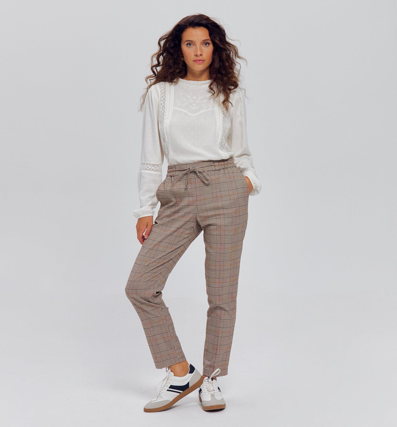Pantalon jogpant Femme - Carreaux marron