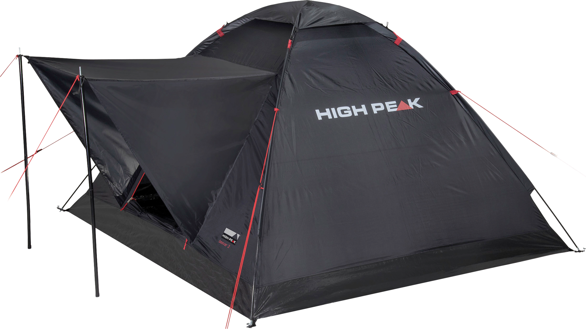 High Peak Beaver 3 freistehendes Einfachdach Kuppelzelt schwarz für 3 Personen