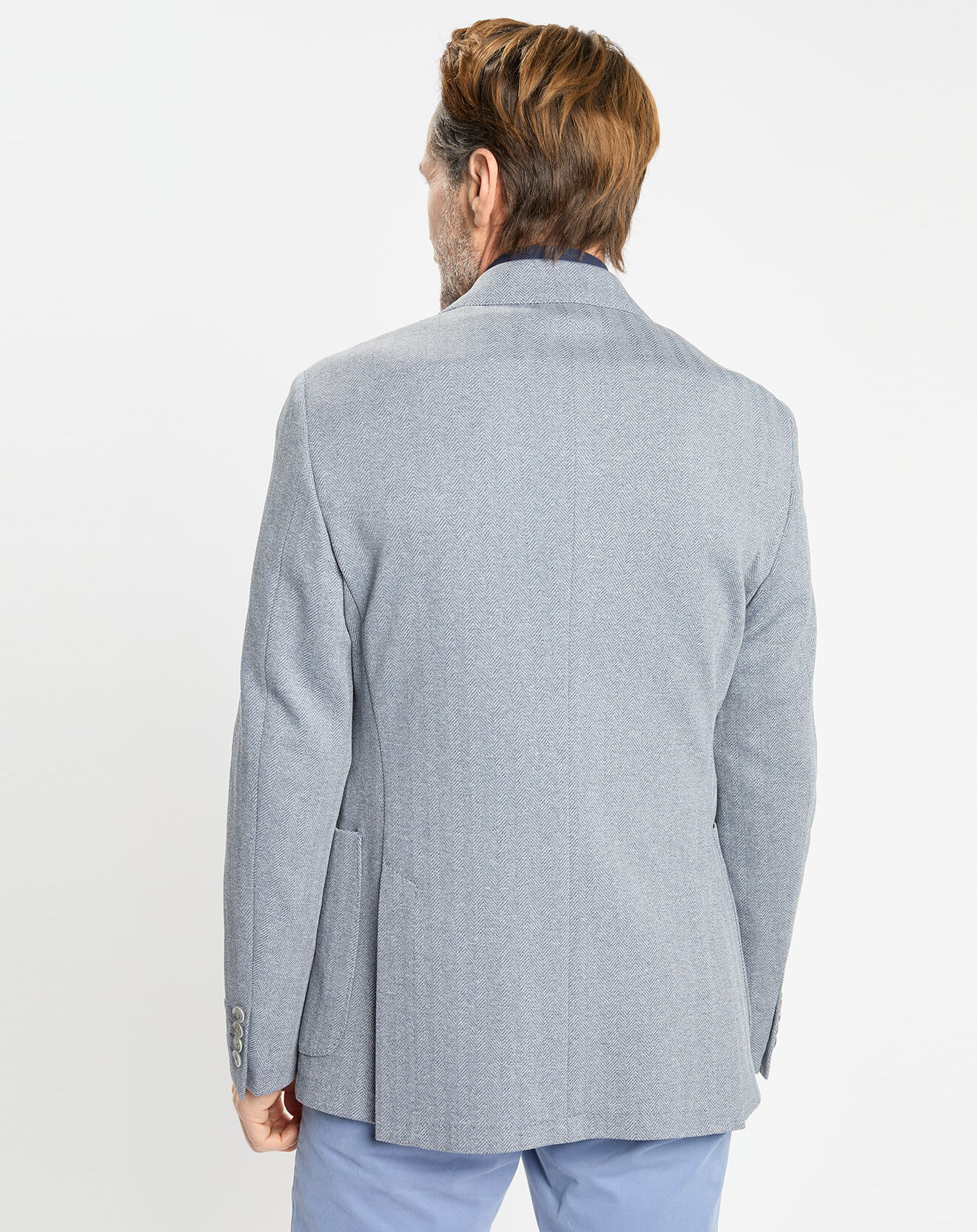 Hackett London Veste Herigbone à chevrons bleu clair