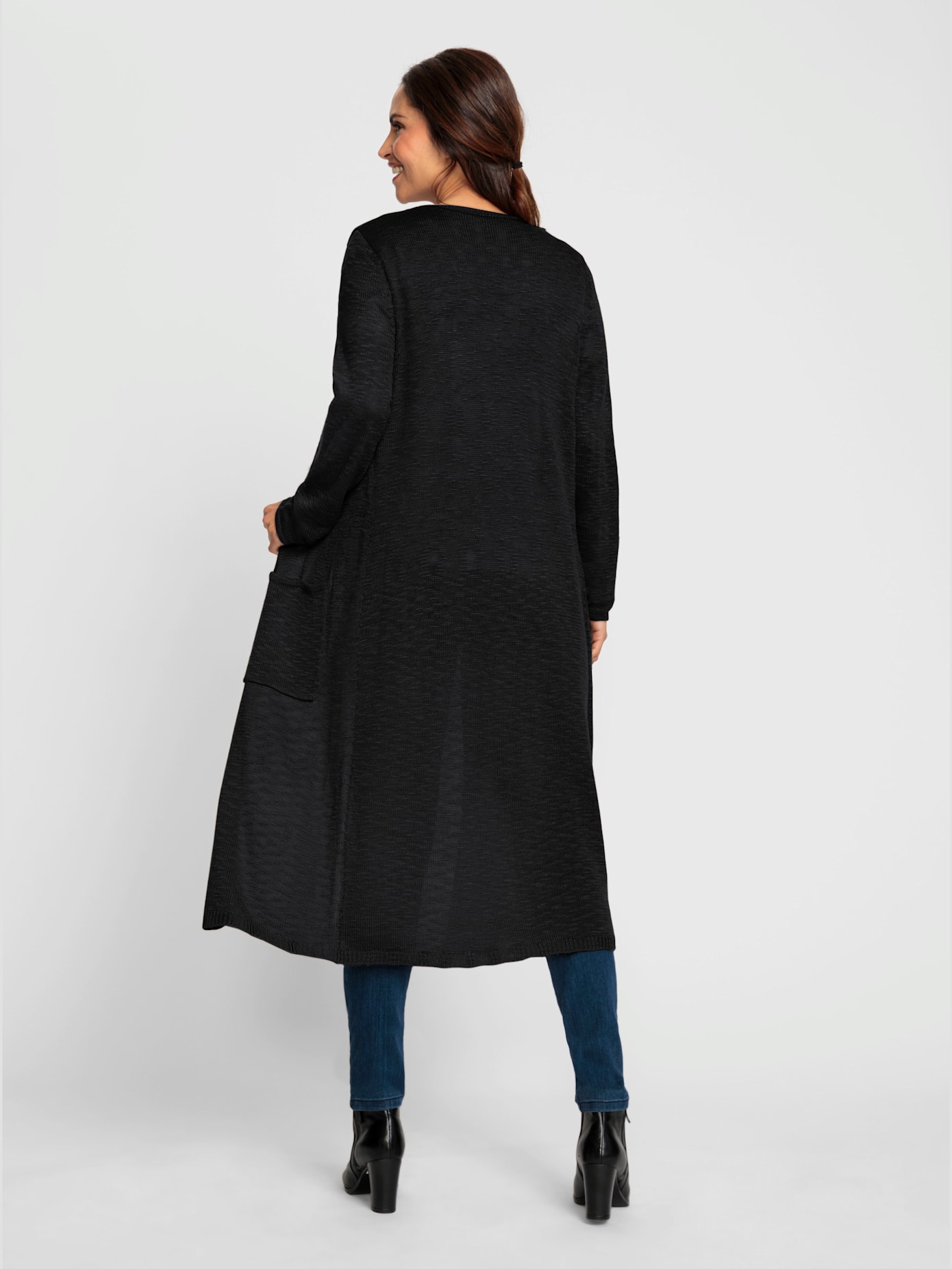 Veste longue en tricot qualité structurée chinée