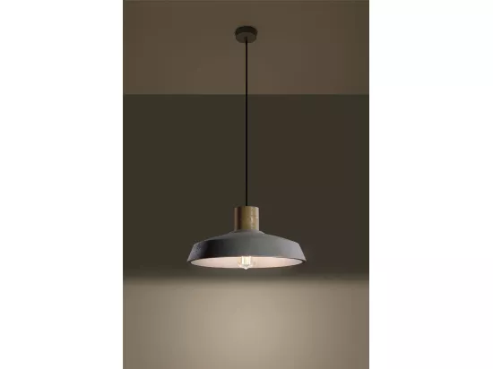 Sollux Plafonnier à 1 ampoule en forme de dôme blanc, bois naturel, E27