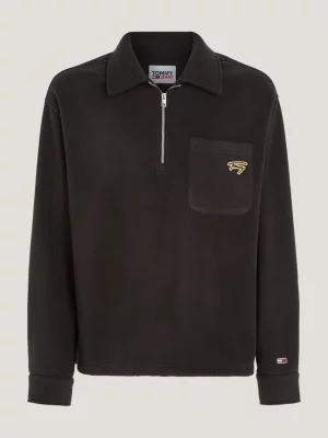 Moletom Signature Logo Relaxed Fit com Meio Zíper