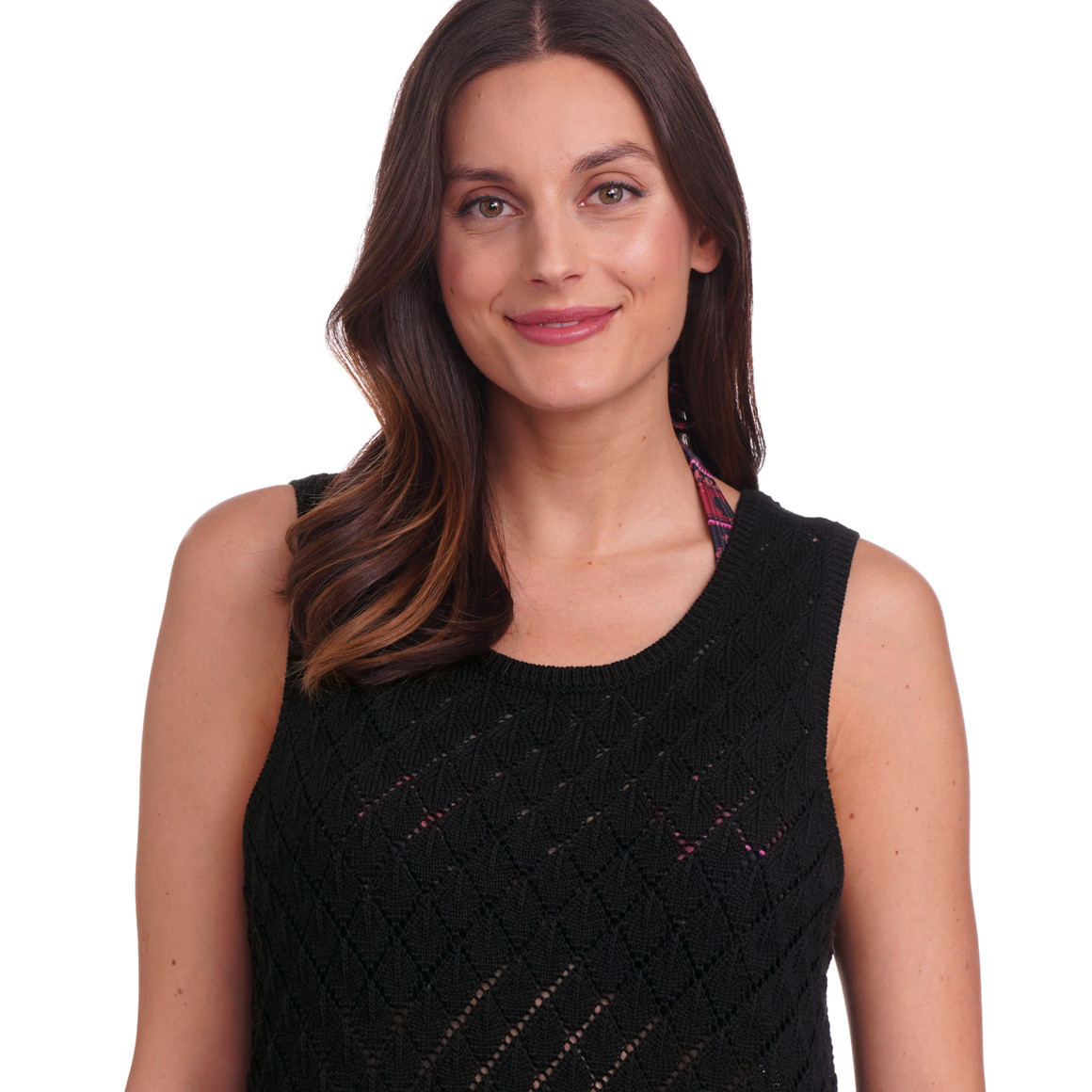 Gina Benotti Damen Häkelkleid in Unifarben schwarz