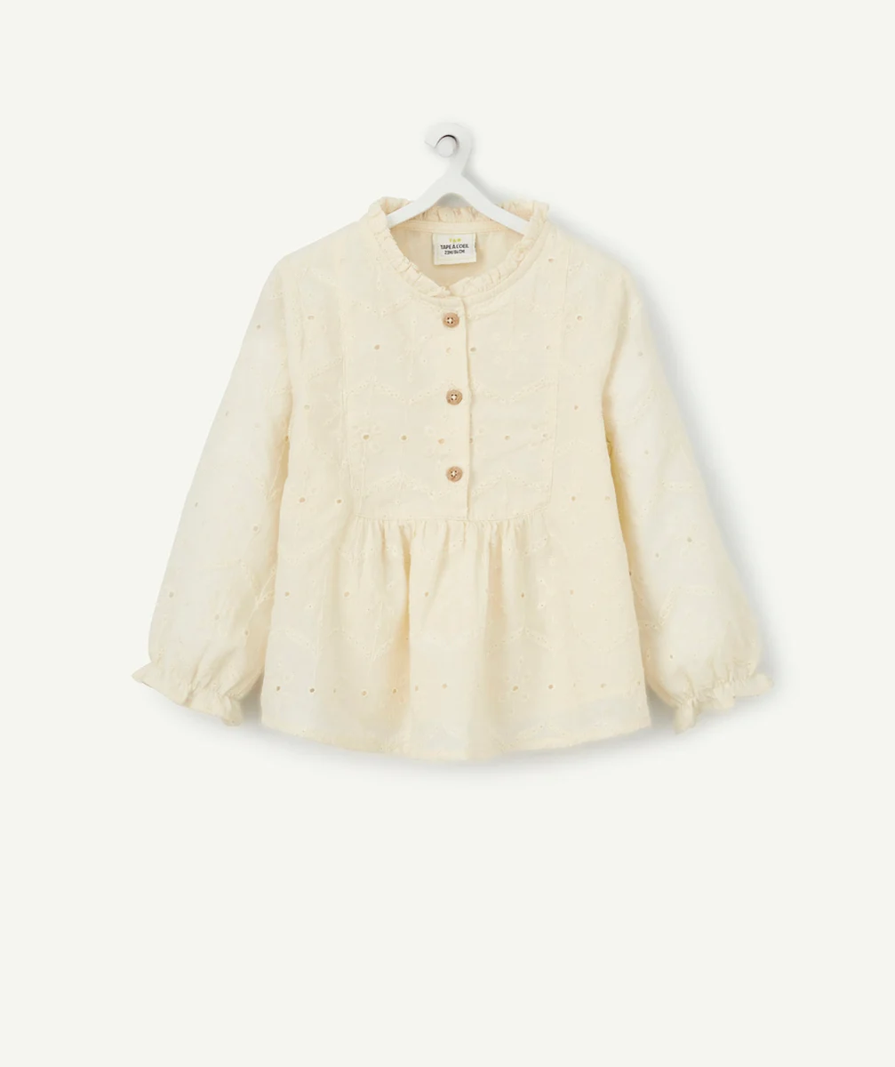 BLOUSE EN COTON ÉCRU AVEC BRODERIE ANGLAISE BÉBÉ FILLE