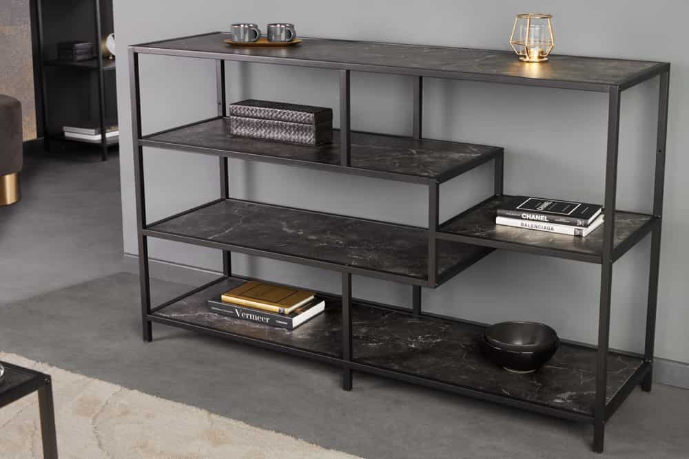 Modernes Bücherregal SLIM LINE 115cm graphit Metallgestell mit fünf Regalböden