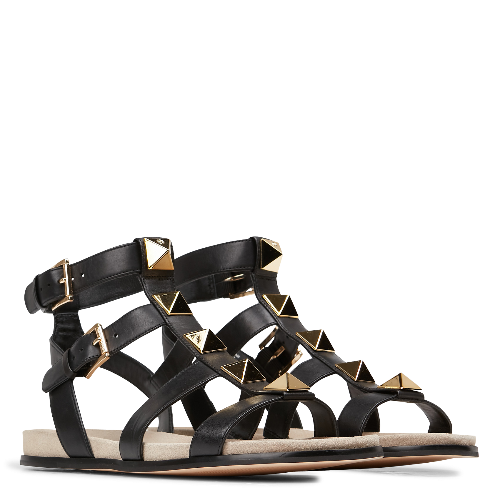 Sandales plates en cuir | Noir