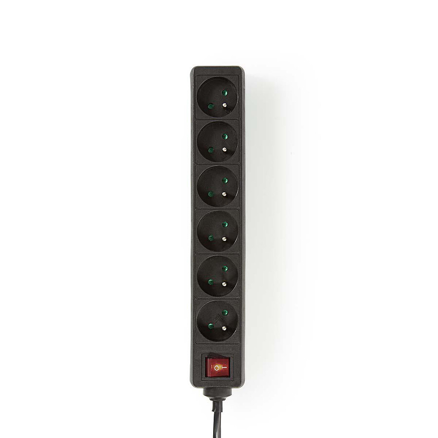 Nedis Multiprise 6 prises avec interrupteur - Noir