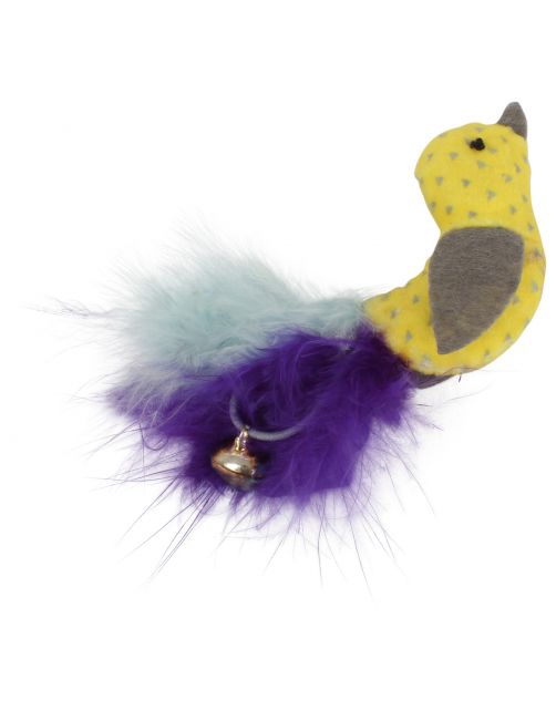 Adori Vogel Met Veren - Kattenspeelgoed - 6x4 cm Multi-Color