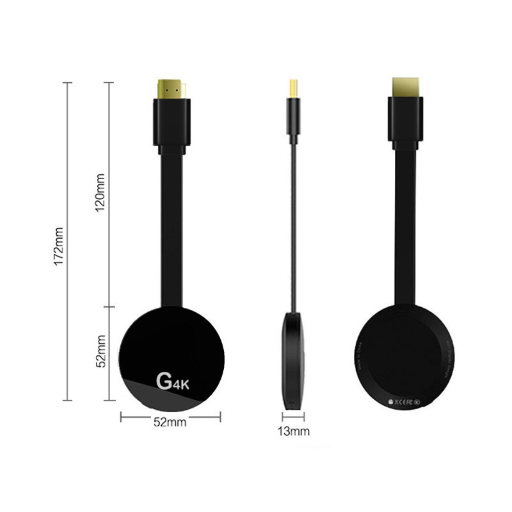 5GHz / 2.4GHz HDMI Wifi 4K Streaming Dongle mit Quad-Core CPU für iOS / MacOS und Android (DLNA / Miracast / Airplay) - Schwarz