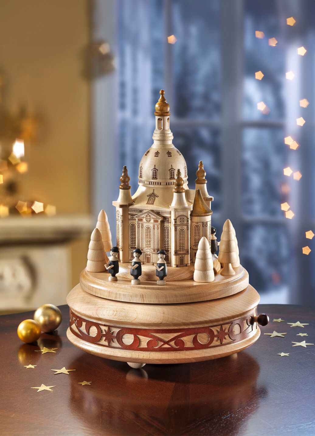 Spieldose Dresdener Frauenkirche aus Massivholz