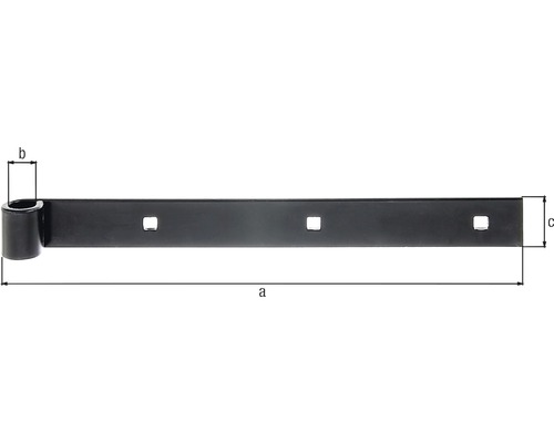Recht scharnier, verzinkt zwart 300/4, Ø 14 mm