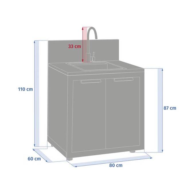 Modules 2 portes avec évier pour cuisine d'été OXYANA Graphite