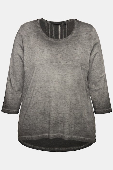 Shirt, Zierfalten, A-Linie, Rundhals, 3/4-Arm