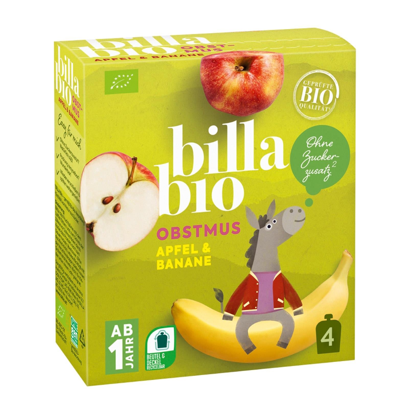 BILLA Bio Obstmus Apfel & Banane 4er