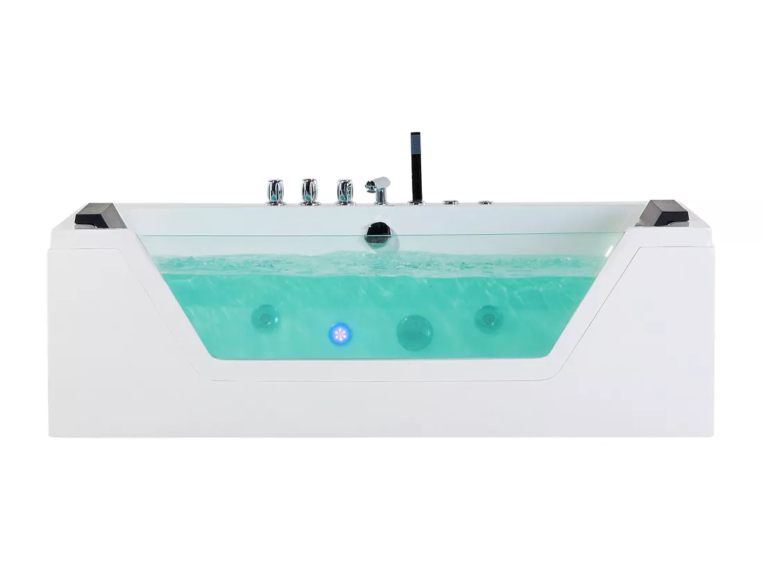 Baignoire balnéo blanche 153 x 71 cm avec LED SAMANA