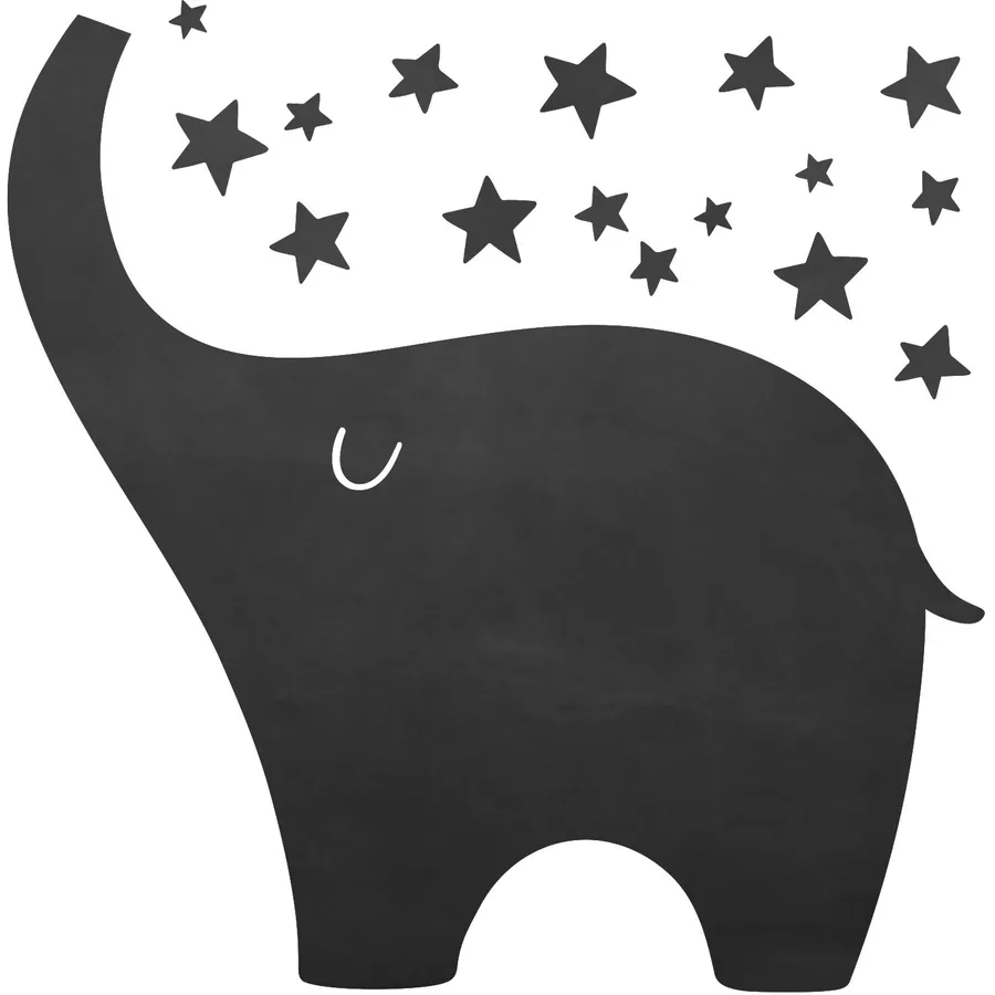 Nikima Wandtattoo 010 Elefant - selbstklebende Tafelfolie Kreidefolie inkl. 3 Stück Kreide schwarz